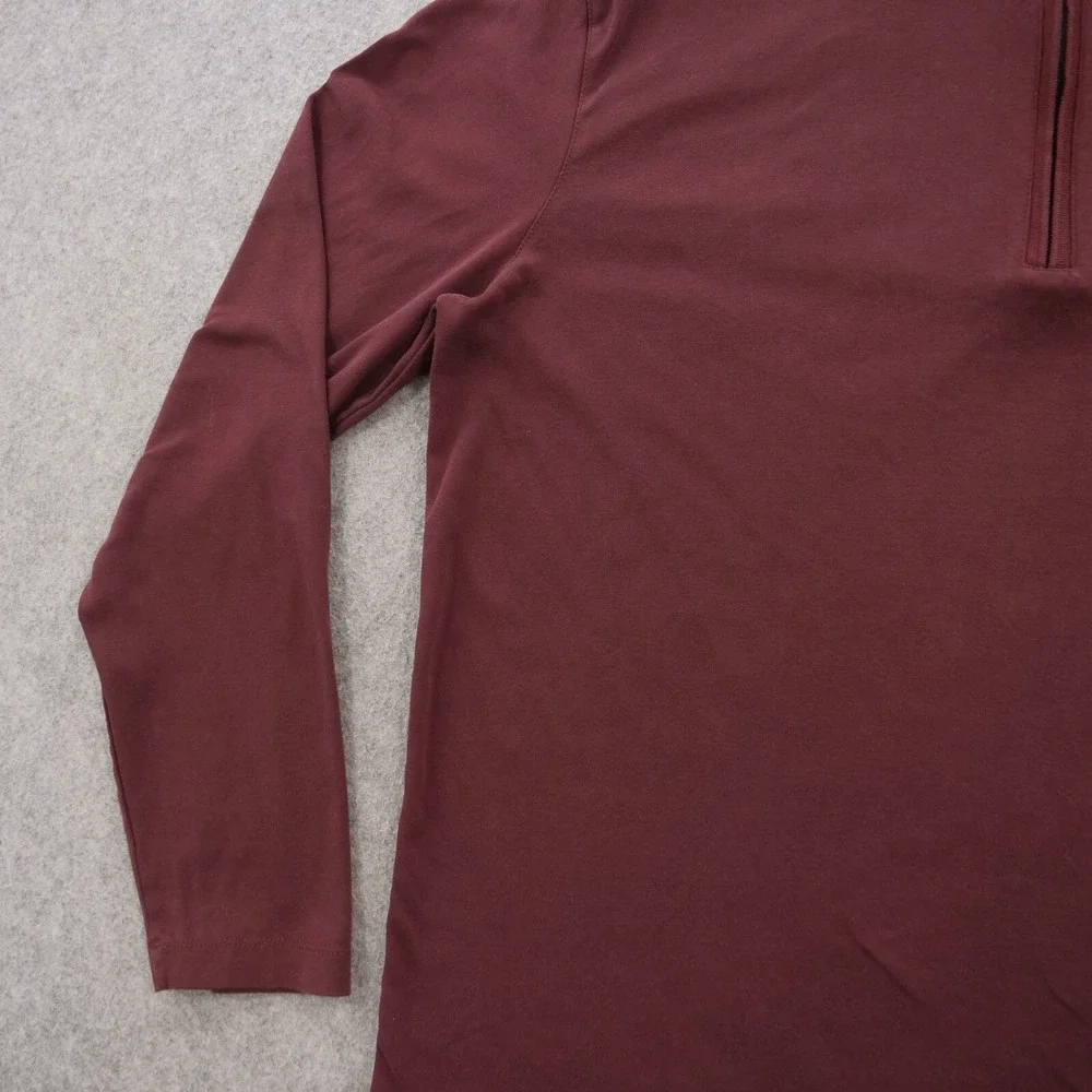 Banana Republic Sweater Mens Large Red Burgundy 1/4 Zip Mock Neck Long Sleeve